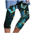 thumbnail image 2 of Aboser Womens Workout Capri Leggings High Waisted Tummy Control Capris Pants Plus Size Stretch Beach Leggings Trendy Butterfly Printed Cropped Pants Comfy Knee Length Legging, 2 of 4