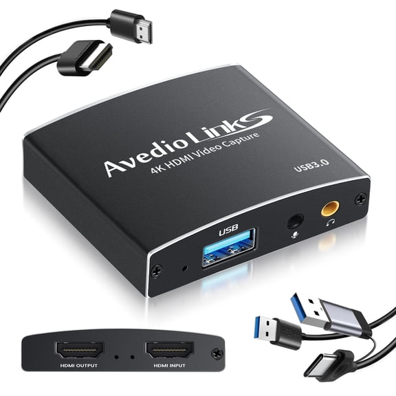 Capture Card, avedio links Audio Video Capture Card, USB C/A 3.0 Video Capture Card 4K@60Hz HDMI Loop-Out, 1080P 60FPS Game Capture Card for Streaming Works for Nintend0 Switch/PS5/PC/Camera, (Black)