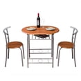 thumbnail image 6 of UHOMEPRO 3 PCS Dining Table Set, Wooden Dining Set with Metal Frame and Shelf Storage, Dining Room Table Set with 2 Chairs, Small Kitchen Table Set, Restaurant Breakfast Bistro Home Furniture, Brown, 6 of 8