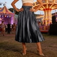 thumbnail image 2 of QHFBli Women's Premium Metallic Shiny Shimmer Accordion Pleated Long Maxi Skirt, 2 of 5