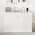 thumbnail image 3 of Murphy Bed, Full Size Murphy Bed Wall Bed with 2 Drawers and A Set of Sockets & USB Ports, Pulley Structure Design & Space-Saving Folding Platform Bed, Easy to Build, White, 3 of 9