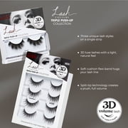 Kiss Lash Couture Triple Push-Up False Eyelashes, Strip Lashes, Teddy, Black, 12mm, 1 Pair