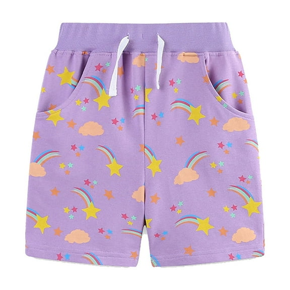 Fshinging Toddler Boys Summer Shorts Colorful Rainbow Star Print Flower Short Pants With Pockets Child Kids Clothes Size 1-2 Years