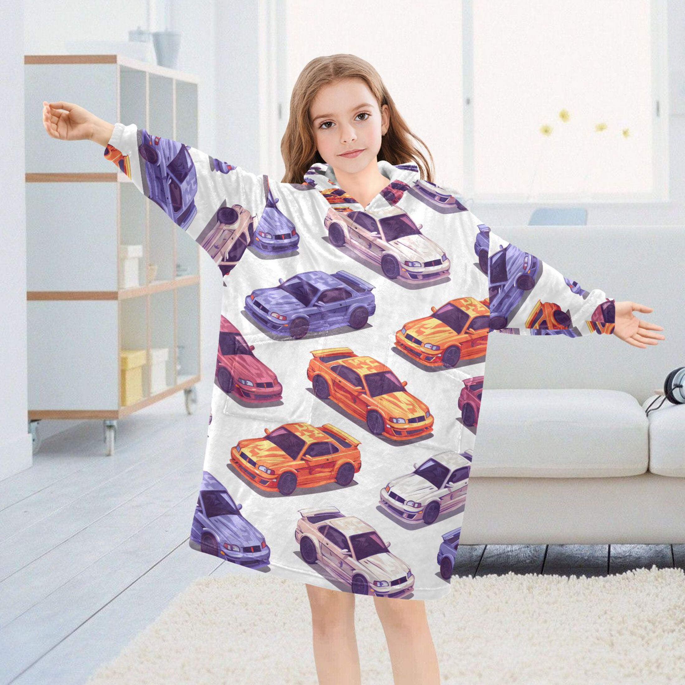 joogoo Blanket Hoodie for Cool Cars Oversize Sweatshirt 3-14 YR L
