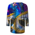 thumbnail image 5 of QATAINLAV Mardi Gras Shirt for Women O-Neck Loose Blouses Trendy Pullover Casual 3/4 Sleeve Tops Party Mask Printed Tshirts Multicolor XL, 5 of 6