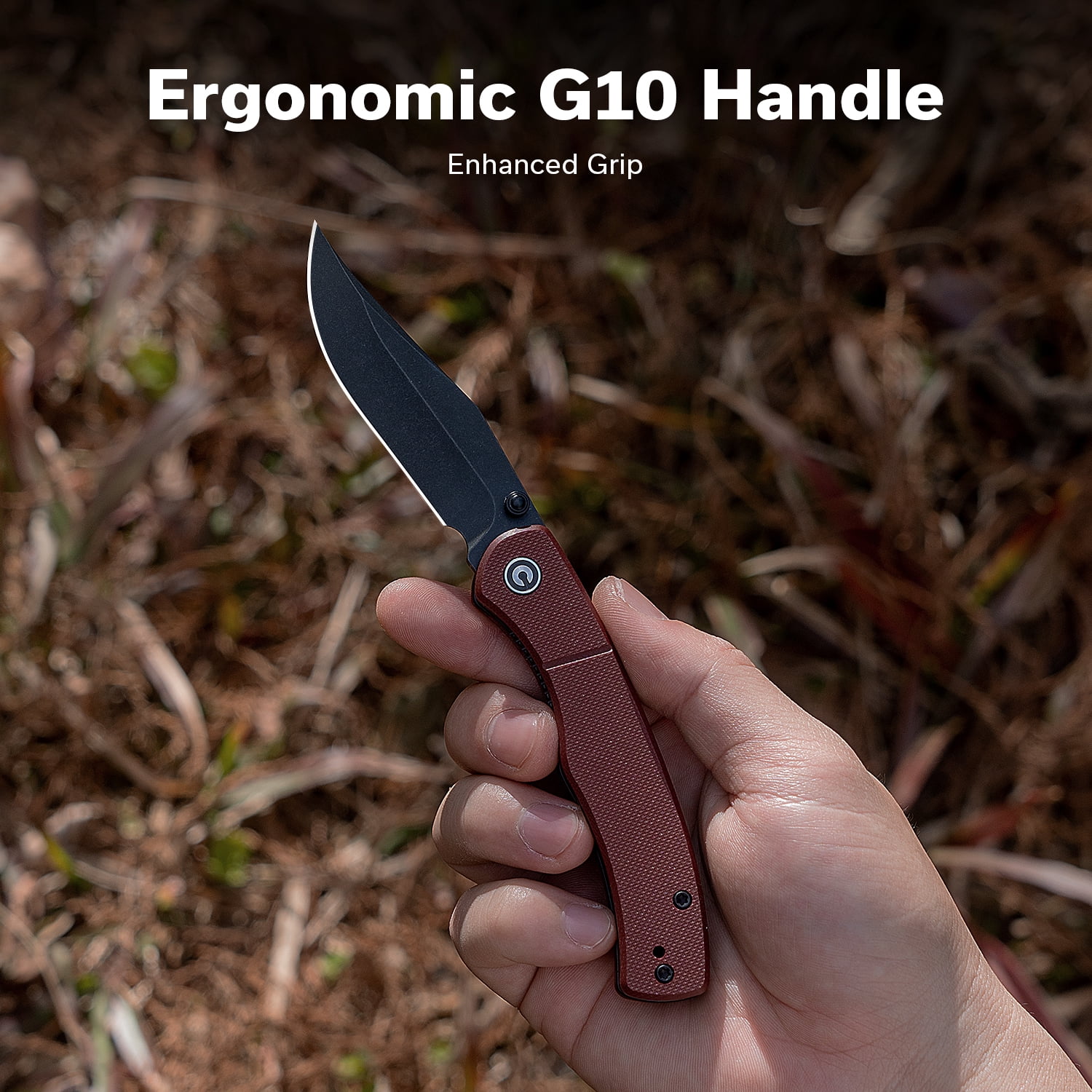CIVIVI Clingman Pocket Folding Knife with Titanium Reversible Clip, 2.99" Nitro-V Blade G10 Handle Liner Lock Knife C23065-2 (Burgundy)