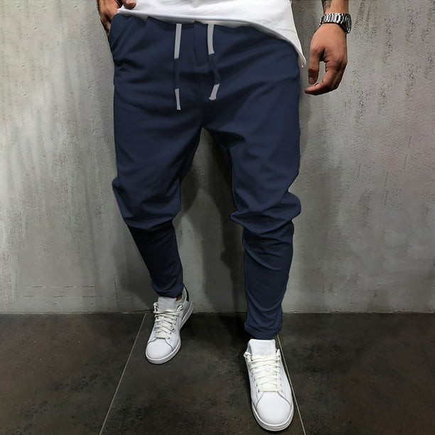 Uorcsa Mens Pants Cargo Home Holiday Causal Full Length New Mens Pants Navy  Size XL