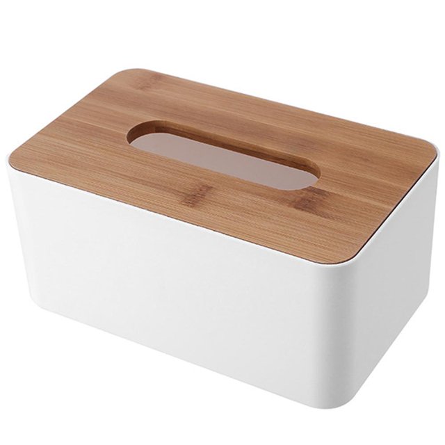 Caja de pañuelos de plástico Cubierta de madera moderna Servilletas de papel para autos Estuches (A) Likrtyny Para estrenar