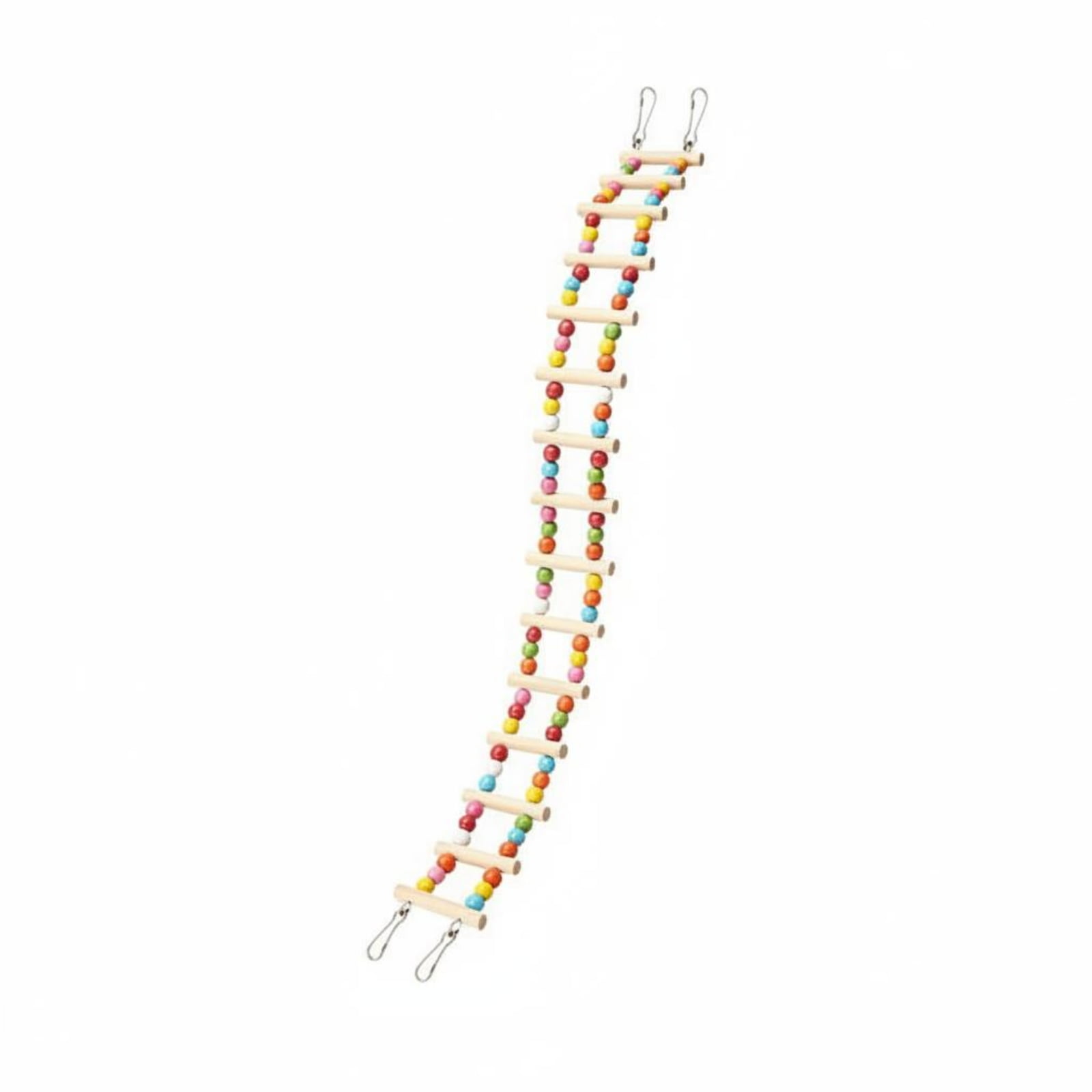 amagogo Wooden Bird Climbing Ladder with Multicolor Round Beads for Small Parrots Hanging Cage Toy Indoor Avian Activity