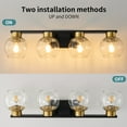 thumbnail image 5 of Deyidn 4-Lights Gold and Black Dimmable Vanity Light with Clear Glass Shade, 5 of 8