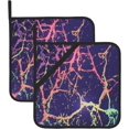thumbnail image 1 of SKQIT Design Texture Marbrée Colorée Supports de Pot Ensemble de 2, Support de Pot Résistant à la Chaleur pour Micro-Ondes Cuisson Four Cuisson Plats de Bout et Barbecue, 1 of 8