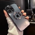 thumbnail image 2 of Funda hueca con logotipo chapado de lujo para iPhone 14, 13, 11, 12 Pro, XR, X, XS Max, 7, 8 Plus, SE3, cubierta transparente suave a prueba de golpes, 2 of 4
