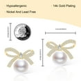 thumbnail image 5 of Lancharmed White Gold Plated Cute Earrings,Zircon Ribbon Pearl Earring Gift for Him, 5 of 7