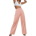 thumbnail image 3 of Baqcunre Womens Shorts Womens Wide Leg Business Pants High Waisted Capris Straight Long Work Trousers With Pockets Cargo Pants Women Women'S Pants Pink L, 3 of 7