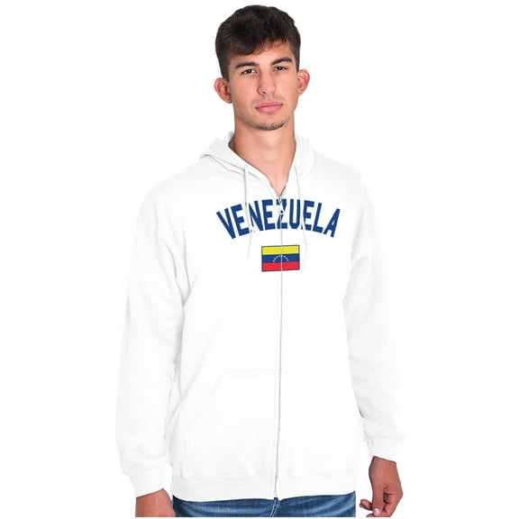 Venezuela Country Flag Soccer Fan Zip Up Hoodie Men's Women's Brisco Brands S
