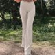 thumbnail image 3 of Pantalones acampanados para mujer, talle alto, color puro, rayas largas, pantalones de salón con parte inferior acampanada, para fiesta diaria, trabajo, caqui L, 3 of 6