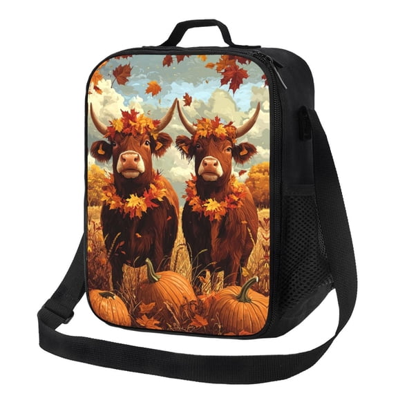 Highland Cow Lunch Bag Reusable Lunch Box Insulated Tote Bag with Adjustable Shoulder Strap