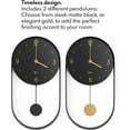 thumbnail image 5 of Driini Modern Pendulum Wall Clock - Decorative and Unique Metal Frame, with 8 Inch Face - Contemporary, Minimalist Design, with Silent Battery Operation - Includes Both Black and Gold Pendelum, 5 of 7