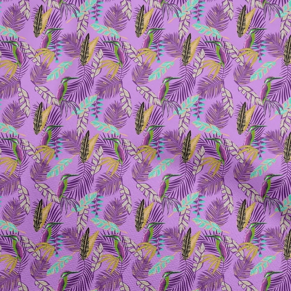 oneOone Silk Tabby Purple Fabric Tropical Leaf Quilting Supplies Print Sewing Fabric By The Yard 42 Inch Wide