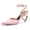 pink, variant on Women thick-soled wedge-heeled sandals with hemp bottom, chain link, raffia weaving strap, one-step slip-on, summer casual shoes, thick-soled slippers