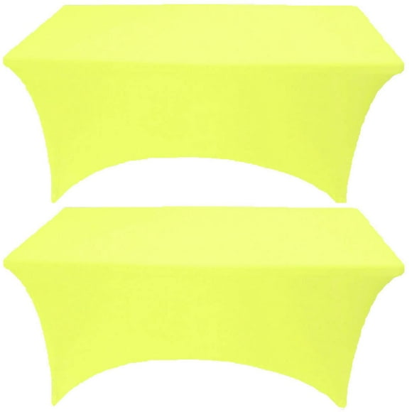 Gowinex Paquete de 2 manteles de spandex amarillo limón de 8 pies, manteles elásticos ajustables para mesa rectangular, eventos, bodas, banquetes y fiestas