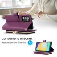 thumbnail image 6 of YEYKX Wallet Case for Samsung Galaxy A52 4G / 5G 6.5inch with Wrist/Shoulder Strap, 9 Card Slots Zipper Purse Luxury Leather Stand Checkered Cell Phone Cover,Deep Purple,For Galaxy A52 4G / 5G, 6 of 10