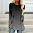 thumbnail image 2 of PATLOLLAV Womens Blouses,Women Casual O-Neck Gradient Print T-Shirts Loose Long Sleeve Tops Solid Blouse, 2 of 6