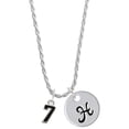 thumbnail image 1 of Delight Jewelry Silvertone Black Number - 7 Silvertone Script Initial Disc - H - Charm Necklace, 20"+3", 1 of 4