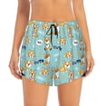 thumbnail image 2 of Balery Cute Dogs Corgi Pantalones cortos deportivos para mujer con forro y dos bolsillos, elásticos, para entrenamiento, gimnasio, yoga-Small, 2 of 7