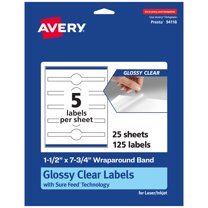 Avery Glossy Clear Wraparound Labels, 1.5" x 7.75", 125 Labels