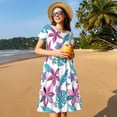 thumbnail image 4 of Easygdp Hawaiian Style para Vestido Transpirable de Mujer, Vestido Suelto de Manga Corta con Pliegues y Bolsillos para el Verano, 4 of 6