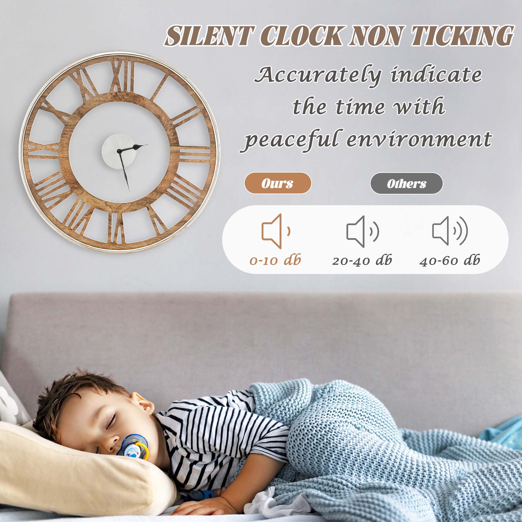 Costway 16 Inch Silent Wall Clock with Classic Frame Classic Roman Number Glass Cover