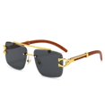 thumbnail image 1 of Gafas de sol con cabeza de leopardo de grano de madera con decoración de doble haz para gafas de sol con protección solar para hombres y mujeres, 1 of 5
