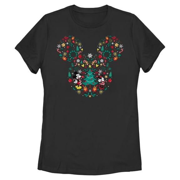Womens Mickey & Friends Christmas Wonderland Icon Collage T Shirt