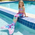 thumbnail image 2 of Lkhaha Kids Rainbow Tail for Swimming Fish Scale Print Elastic Bathing Suit Pool Party Multicolour 9-10 Years, 2 of 3