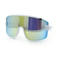 thumbnail image 4 of Color Mirror Child Size Boys Shield Rimless Sport Plastic Sunglasses White - Yellow Mirror, 4 of 8