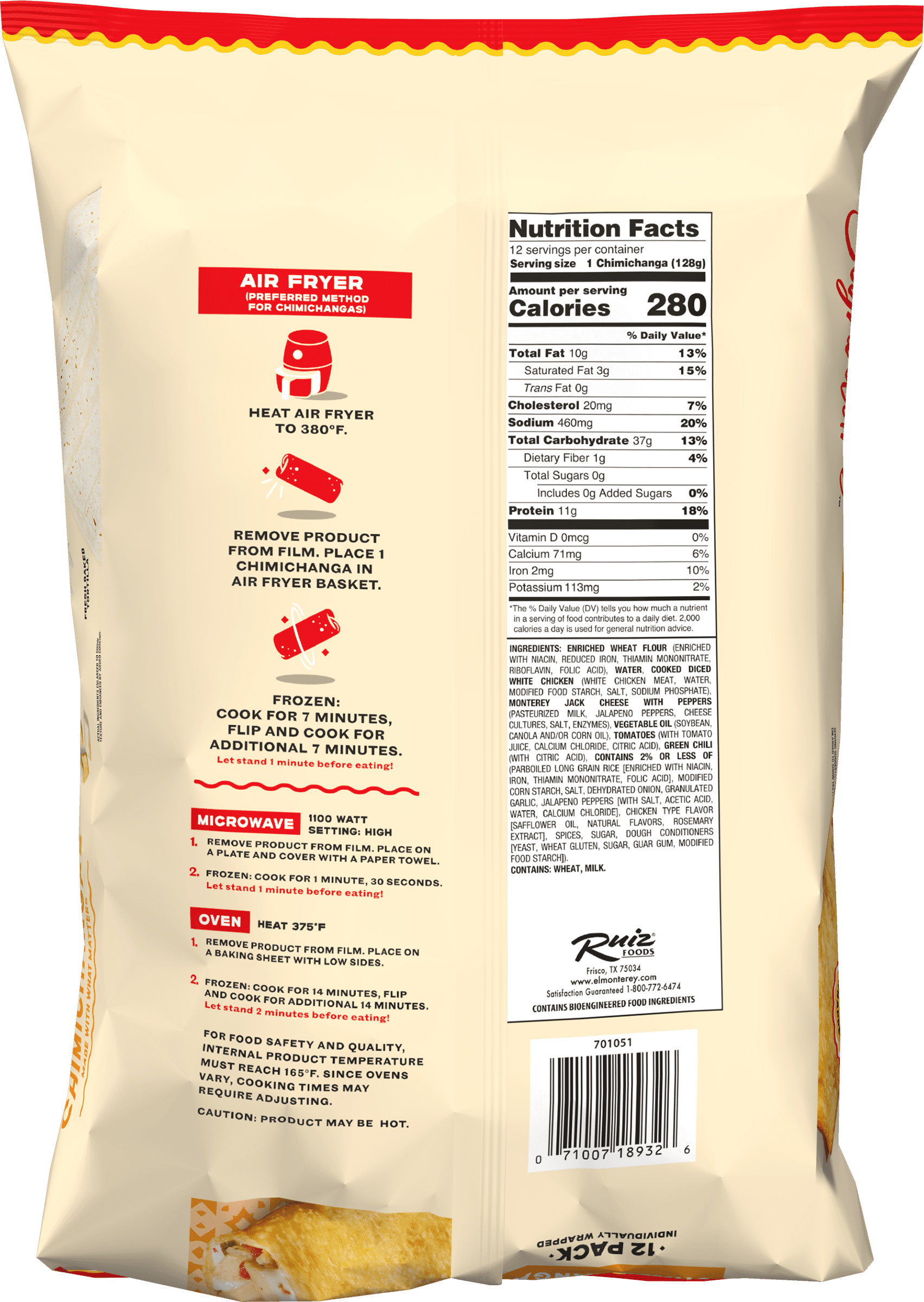 El Monterey Signature Chicken and Cheese Chimichangas, 54 oz, 12 Count (Frozen)