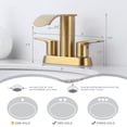 thumbnail image 6 of WOWOW Waterfall Bathroom Sink Faucet,Gold Two Handles Bathroom Faucet with Metal Pop up Sink Drain Stopper, 2 or 3 Holes Bathroom Basin Lavatory Mixer Tap with Deck Mount Plate, 6 of 7