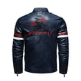 thumbnail image 3 of Men's Motorcycle Racing PU Leather Jacket Embroidered Color Block Motorcycle Jacket Contrast Color Coat, 3 of 7