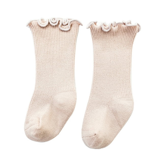 Sunloudy Bas Chauds pour Bébé Doux Monochrome Doux pour la Peau Chaussettes de Loisirs à Volants