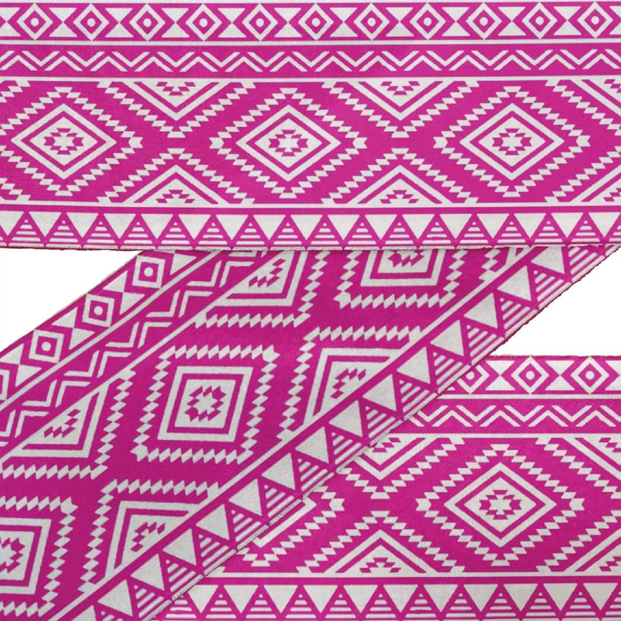 IBA Indianbeautifulart Black Aztec Geometric Velvet&nbsp;Trim&nbsp;Fabric Sewing Fabric Lace Dressmaking Printed Sewing Lace 9 Yards 4 Inches
