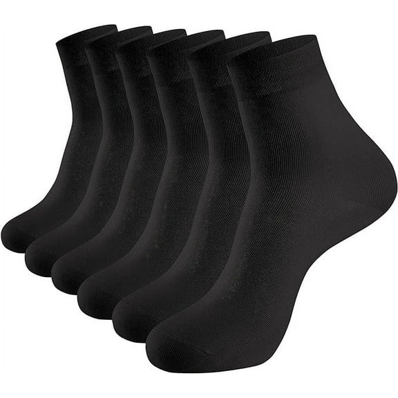 Sakusock Women Thin Socks Bamboo Ankle Silky Anti Odor Casual Socks 6 Pairs (Black, US Size 3-7)