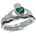 thumbnail image 3 of LaRaso & Co Simulated Green Emerald CZ Wedding Engagement Ring Set 8, 3 of 4