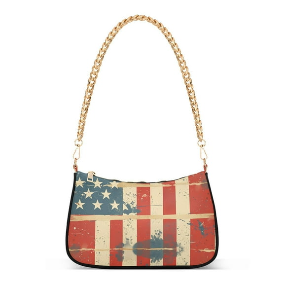 Us Flag Painting Women Handbags Shoulder Bag Cross Body Bag with Crossbody Strap Hobo Bags Chain Strap