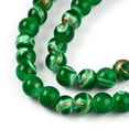 thumbnail image 3 of Baking Painted Glass Beads Strands Round Drawbench Style Green 6~6.5mm Hole: 1mm 139~162pcs/strand 29.53~34.25 inch(75~87cm), 3 of 4
