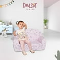 thumbnail image 3 of Delsit Toddler Couch & Kids Flip Open Foam Double Sofa, Unicorns & Rainbows, 3 of 10