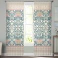 thumbnail image 2 of Boho Flowers Sheer Curtains 63 Inches Length 2 Panels Set, Window Sheer Curtains for Living Room/Bedroom, Retro Geometric Floral Plant Watercolor Light Filtering Rod Pocket Curtain 52'' x 63'' x 2, 2 of 7