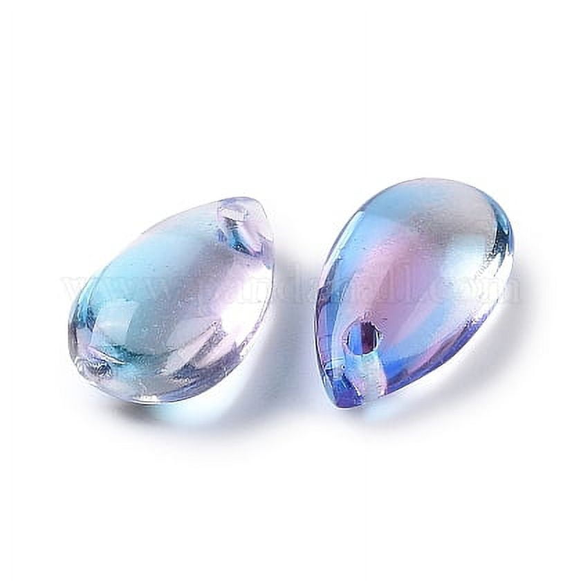 75 7x5mm Glass Teardrop Beads Jewelry Making Supplies Tear Drop Beads 5x7mm  75 Pieces Azure Blue Smooth Briolette Beads 