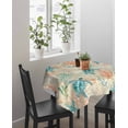 thumbnail image 4 of Teal Red Coastal Suqare Tablecloth - 54 x 54 Inch, Summer Beach Nautical Sea Turtle Coral Starfish Waterproof & StainResistant Tablecloth, Washable Oil-proof Table Cover for Dining/Party/Wedding, 4 of 9