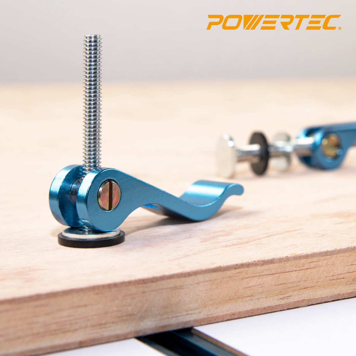 POWERTEC 2PK Aluminum Cam Clamp for Woodworking, 5/16”-18 Threaded Insert (71165)